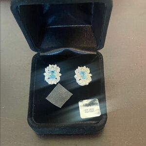 Sparkling Silver Blue Gemstone Earrings